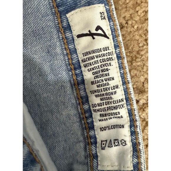 Indigo Rein Button Front Distressed Frayed Hem Denim Mini Jean Skirt Blue Size 7 - Picture 3 of 9